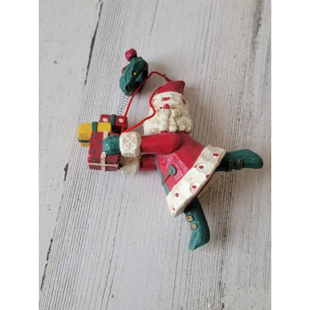 Folk art Santa Claus‎ wreath spring gifts ornaments rustic Xmas decor
